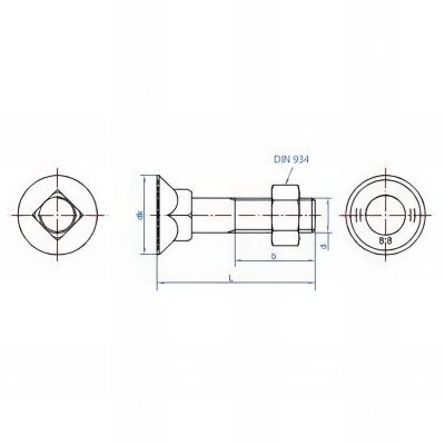 50 boulons de charrue 8.8 - 11 x 80 mm avec ecrou, bicrhomaté 2