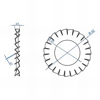 500 rondelles brut éventail M6 à denture extérieure, zingué 2