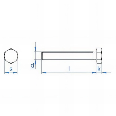 200 vis métriques M8 x 45 mm avec tête hexagonale totalement filetée, zingué