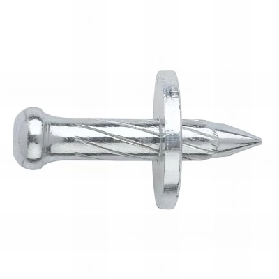 100 clous à poudre striés 3,8 x 16 mm avec rondelle métallique 12 mm, zingué