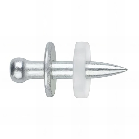 100 clous à poudre standard 3,8 x 27 mm avec rondelle double métallique + plastique 12 mm, zingué