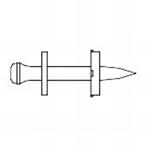 100 clous à poudre standard 3,8 x 27 mm avec rondelle double métallique + plastique 12 mm, zingué