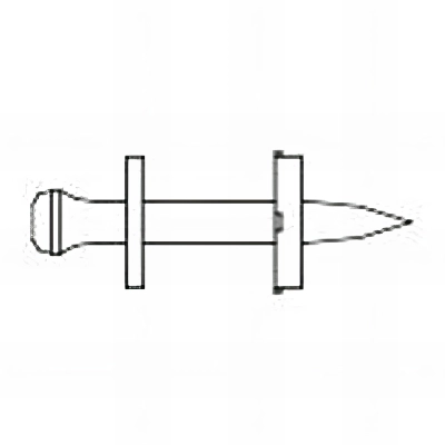 100 clous à poudre standard 3,8 x 32 mm avec rondelle double métallique + plastique 12 mm, zingué 2