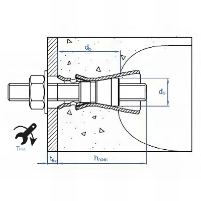 50 chevilles M8 pour dalle alvéolaire, plafond creux, homologuées ATE, zingué 2