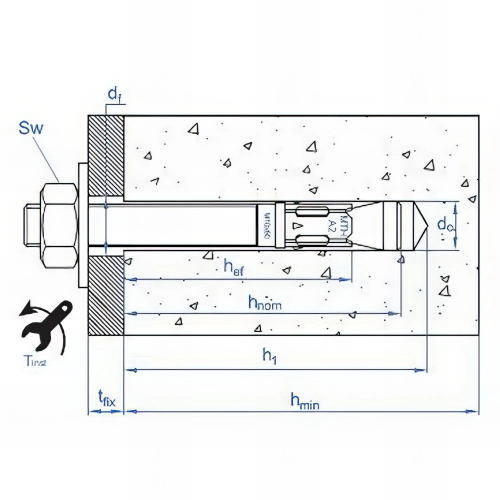 100 goujons d'ancrage mâle M6 x 180 - D. 6 mm charges lourdes, homologué ATE option 7, tige et bague inoxydables A2