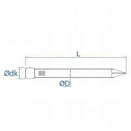 500 clous d'acier tête conique cuivrée - 1,5 x 25 mm