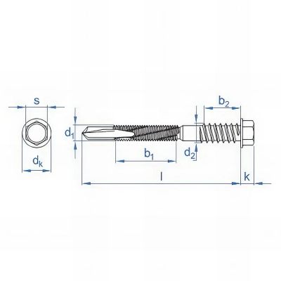 200 vis autoperceuse 5,5 / 6,3 x 175 mm, tête hexagonale avec rondelle estampée, pour panneaux sandwich, zingué 2