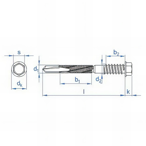 200 vis autoperceuse 5,5 / 6,3 x 200 mm, tête hexagonale avec rondelle estampée, pour panneaux sandwich, zingué