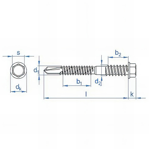 200 vis autoperceuse 5,5 / 6,3 x 150 mm, tête hexagonale avec rondelle estampée, pour panneaux sandwich pointe, zingué