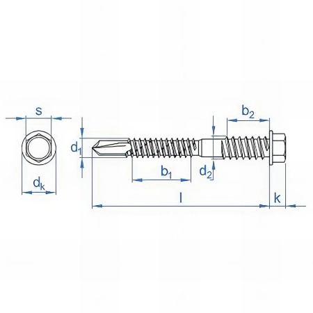 200 vis autoperceuse 5,5 / 6,3 x 150 mm, tête hexagonale avec rondelle estampée, pour panneaux sandwich pointe, zingué