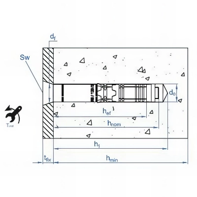 50 chevilles de sécurité M6 x 70 - D. 10 mm pour charges lourdes sur béton, homologuée ATE option 1, hexagonale, zingué 2