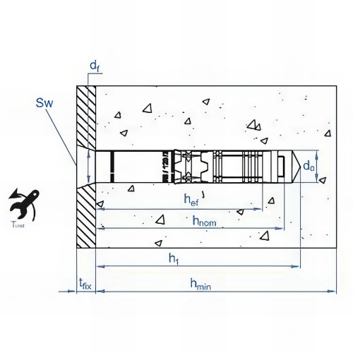 25 chevilles de sécurité M10 x 100 - D. 16 mm pour charges lourdes sur béton, homologuée ATE option 1, hexagonale, zingué