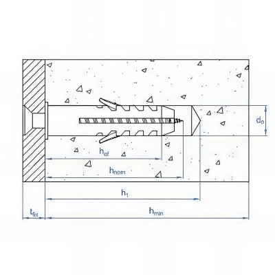 100 chevilles nylon avec collerette large - 6 x 30 mm - D. 6 mm 2