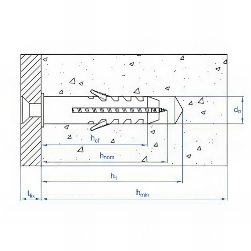 100 chevilles nylon avec collerette large - 6 x 30 mm - D. 6 mm