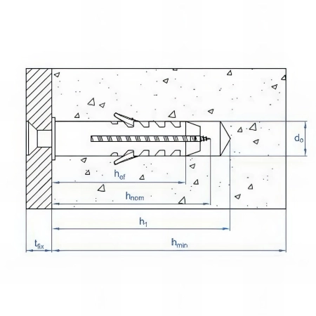 100 chevilles nylon avec collerette large - 6 x 30 mm - D. 6 mm