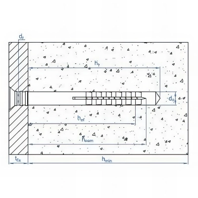 750 chevilles 5 x 30 mm - D. 5 mm prémontée à frapper, polyamide 6.6, avec clou annelé, seau plastique, nylon 2