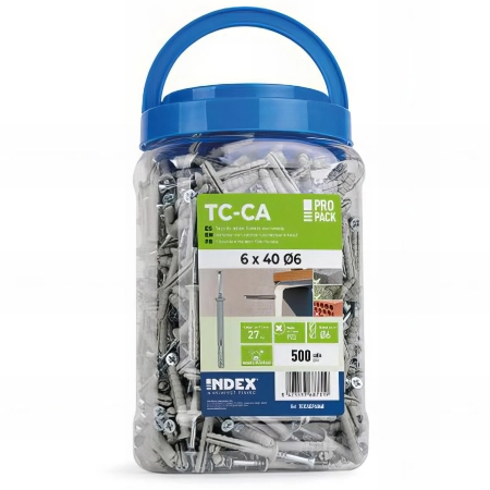 750 chevilles 5 x 30 mm - D. 5 mm prémontée à frapper, polyamide 6.6, avec clou annelé, seau plastique, nylon