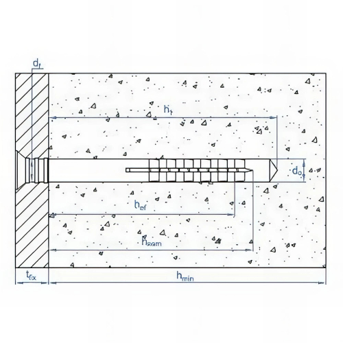 500 chevilles 6 x 40 mm - D. 6 mm prémontée à frapper, polyamide 6.6, avec clou annelé, seau plastique, nylon