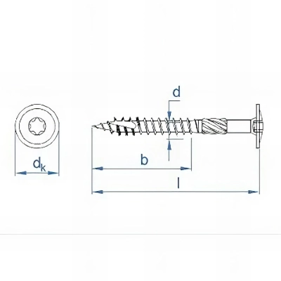 50 vis à bois 8 x 160 mm à haut rendement, bichromatées, empreinte TX, tête large, bichromatée 2