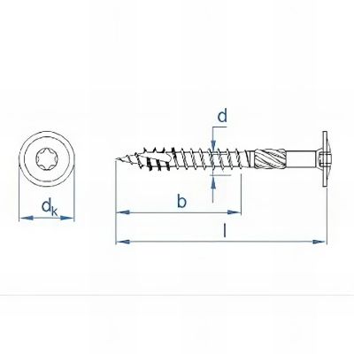 50 vis à bois 8 x 200 mm à haut rendement, bichromatées, empreinte TX, tête large, bichromatée 2