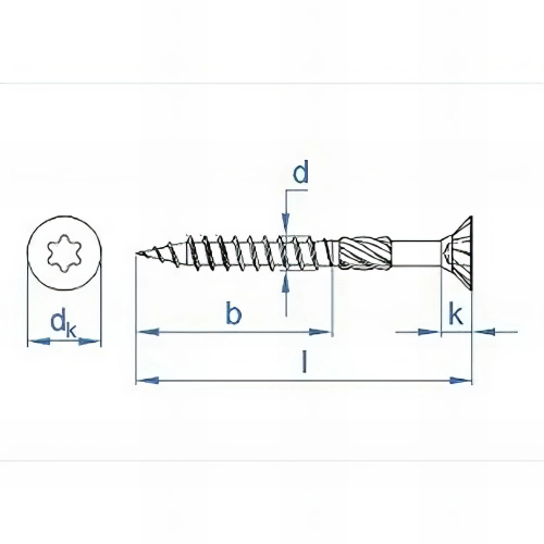 500 vis à bois 3,5 x 40 mm à haut rendement, empreinte TX, bichromatée