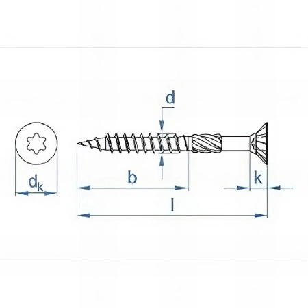 500 vis à bois 3,5 x 40 mm à haut rendement, empreinte TX, bichromatée