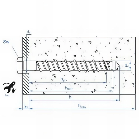25 vis à béton D. 14 x 80 mm tête hexagonale sans rondelle homologué ETE option 1 zingué