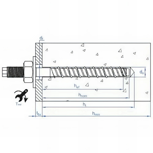 25 vis à béton D. 10 x 120 mm (M12) goujon homologué ETE option 1 zingué