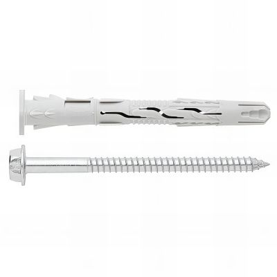 50 chevilles 10 x 100 D. 10 mm nylon universelle à haut rendement, nylon, tête cylindrique, vis tête hexagonale, zingué, ATE