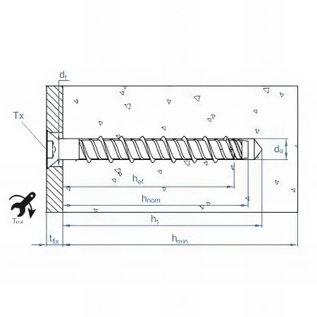 100 vis a béton D. 6 x 50 mm tête fraisée homologuées ETE option 1 atlantis C3-H