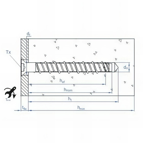 100 vis a béton D. 6 x 140 mm tête fraisée homologuées ETE option 1 atlantis C3-H