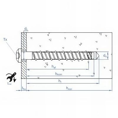 100 vis à béton D. 5 x 40 mm tête bombée homologuées ETE option 1 atlantis C3-H 2