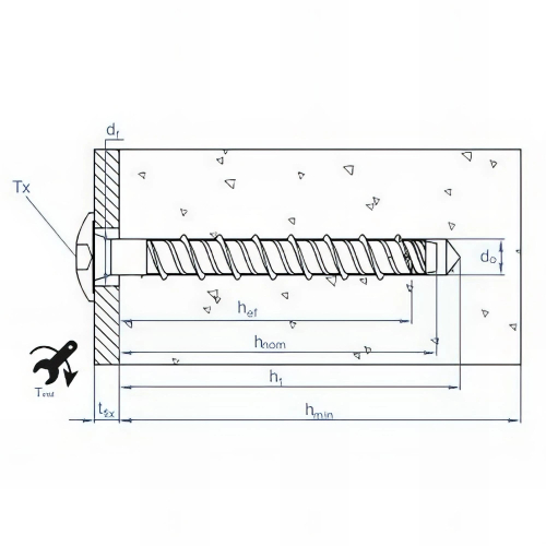 100 vis à béton, tête bombée, homologuées ETE option 1, atlantis C3-H - D. 6 x 40 mm