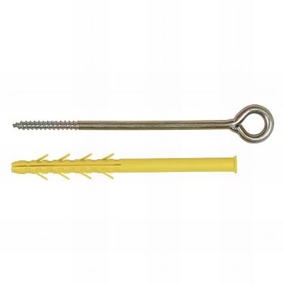 2 Anneaux électricien pour ITE D. 14 mm - Vis D. 7 x 160 mm - Cheville D. 10 x 160 mm