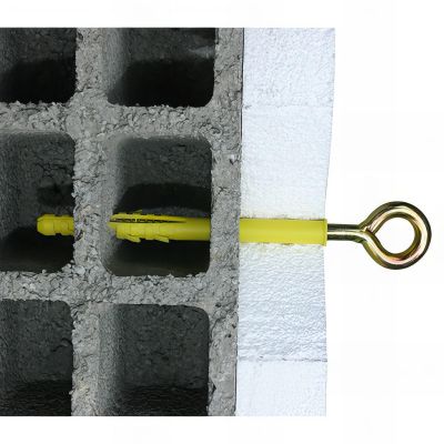 2 Anneaux électricien pour ITE D. 14 mm - Vis D. 7 x 160 mm - Cheville D. 10 x 160 mm