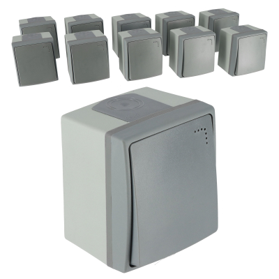 Lot de 10 Interrupteurs à bouton poussoir étanche - Protection IP55 - 22w17