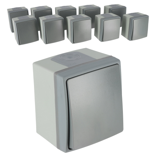 Lot de 10 interrupteurs à bouton poussoir étanche - protection IP55 - 23w07