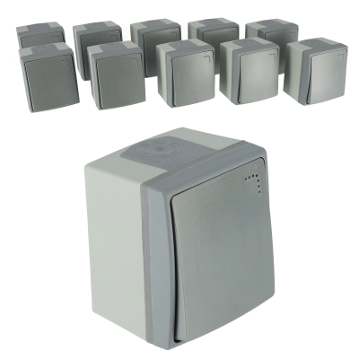 Lot de 10 interrupteurs va-et-vient étanche - protection IP55