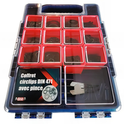 Coffret de 800 circlips DIN 471 avec pince - Brut - COFCIRCLIPSV2