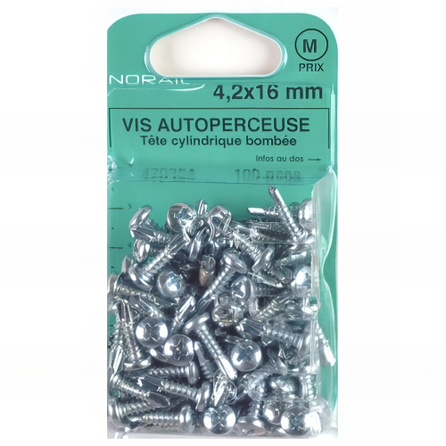 Blister de 100 vis autoperceuses tête cylindrique PH 4,8 x 31,7 mm - Zingué - VAFCC4831702CP100