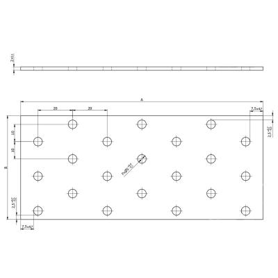 Plaque perforée galvanisée - 180 x 1200 x 2,0 mm
