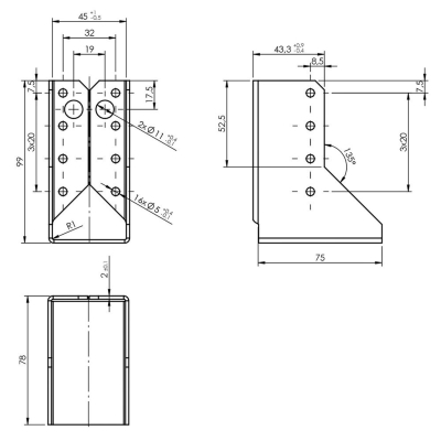 Sabot de charpente galvanisé à ailes intérieures - Larg. 45 x Ht. 97 mm 2