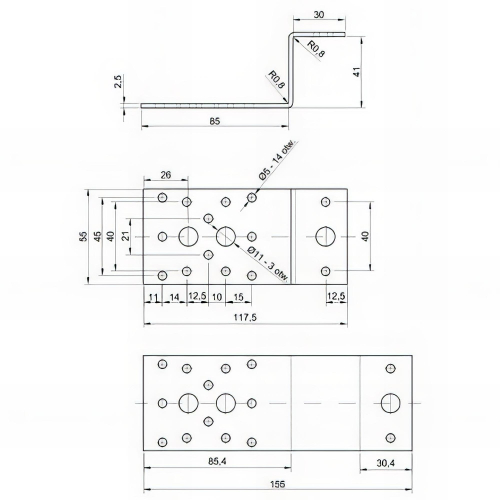 Connecteur joint Type Z galvanisé - 85 x 40 x 55 x 2,5 mm
