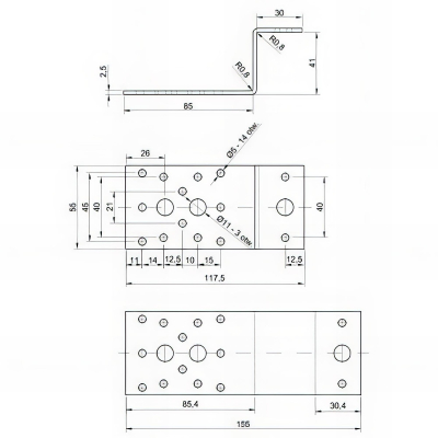 Connecteur joint Type Z galvanisé - 85 x 40 x 55 x 2,5 mm