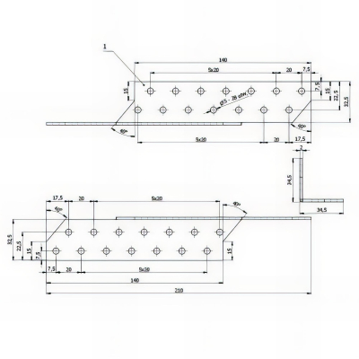 Patte de solivage galvanisé - Droite - 32 x 210 x 2,0 mm - Droite 2