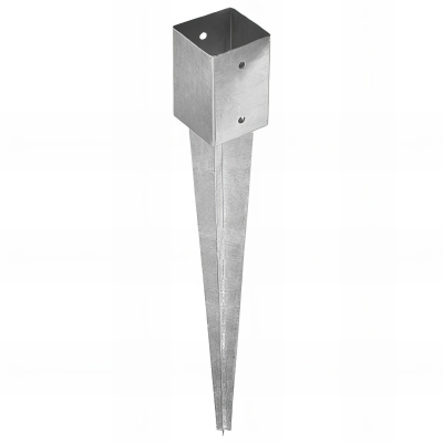 Pied de poteau de jardin carré zingué à enfoncer - 121 x 900 x 2 mm