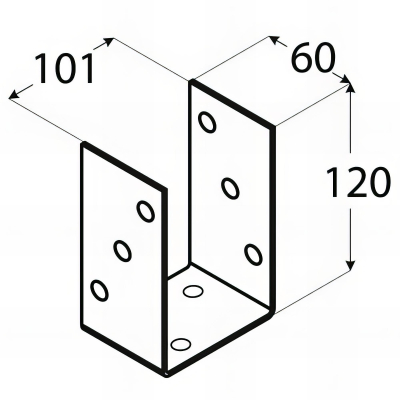 Embase pied de poteau en U zinguée à visser - 101 x 120 x 5 mm 2