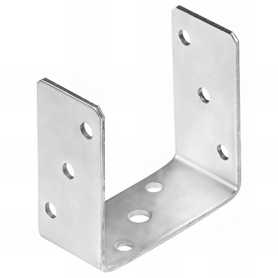 Embase pied de poteau en U zinguée à visser - 121 x 120 x 5 mm