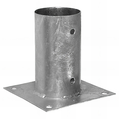 Pied de poteau rond zingé à visser - 101 x 150 x 2 mm