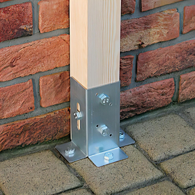 Pied de poteau ouvert galvanisé à visser - 150 x 154 x 2,5 mm 2